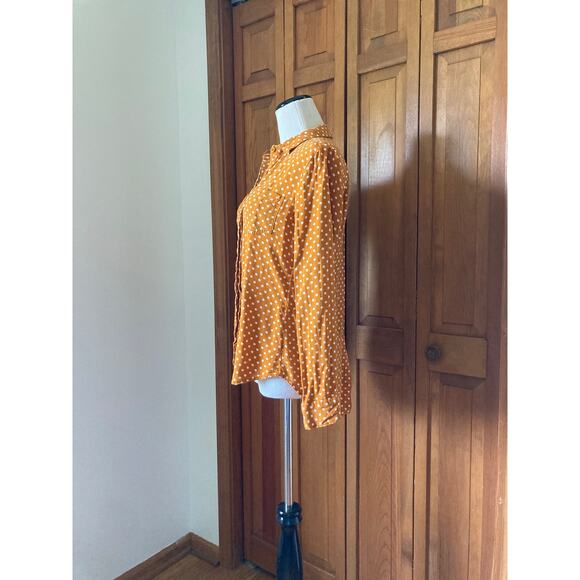Per Se Yellow Polkadot Buttondown Shirt, Size S - Picture 2 of 7